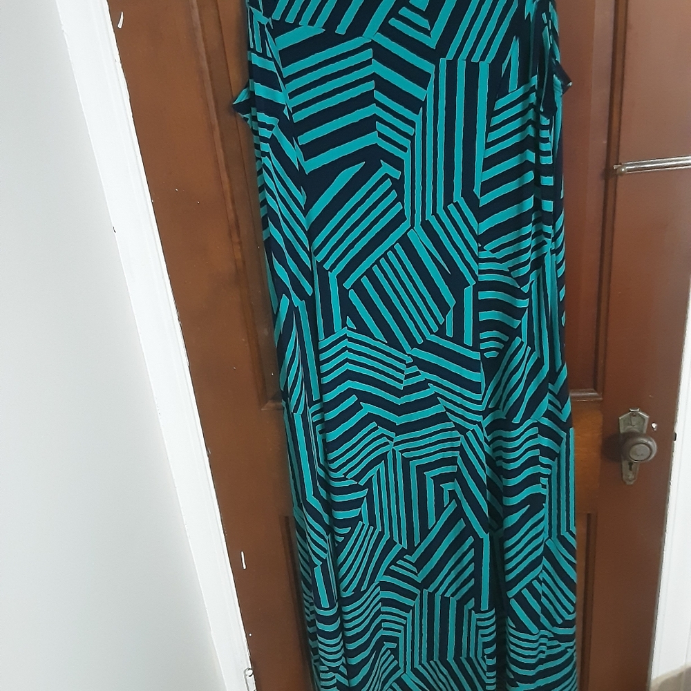 Susan Graver Blue Sleeveless Sundress Maxi Size 2X